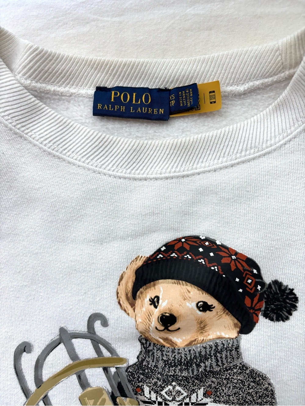 Polo Ralph Lauren Sled Polo Bear Sweatshirt White Size Medium - Picture 7 of 10